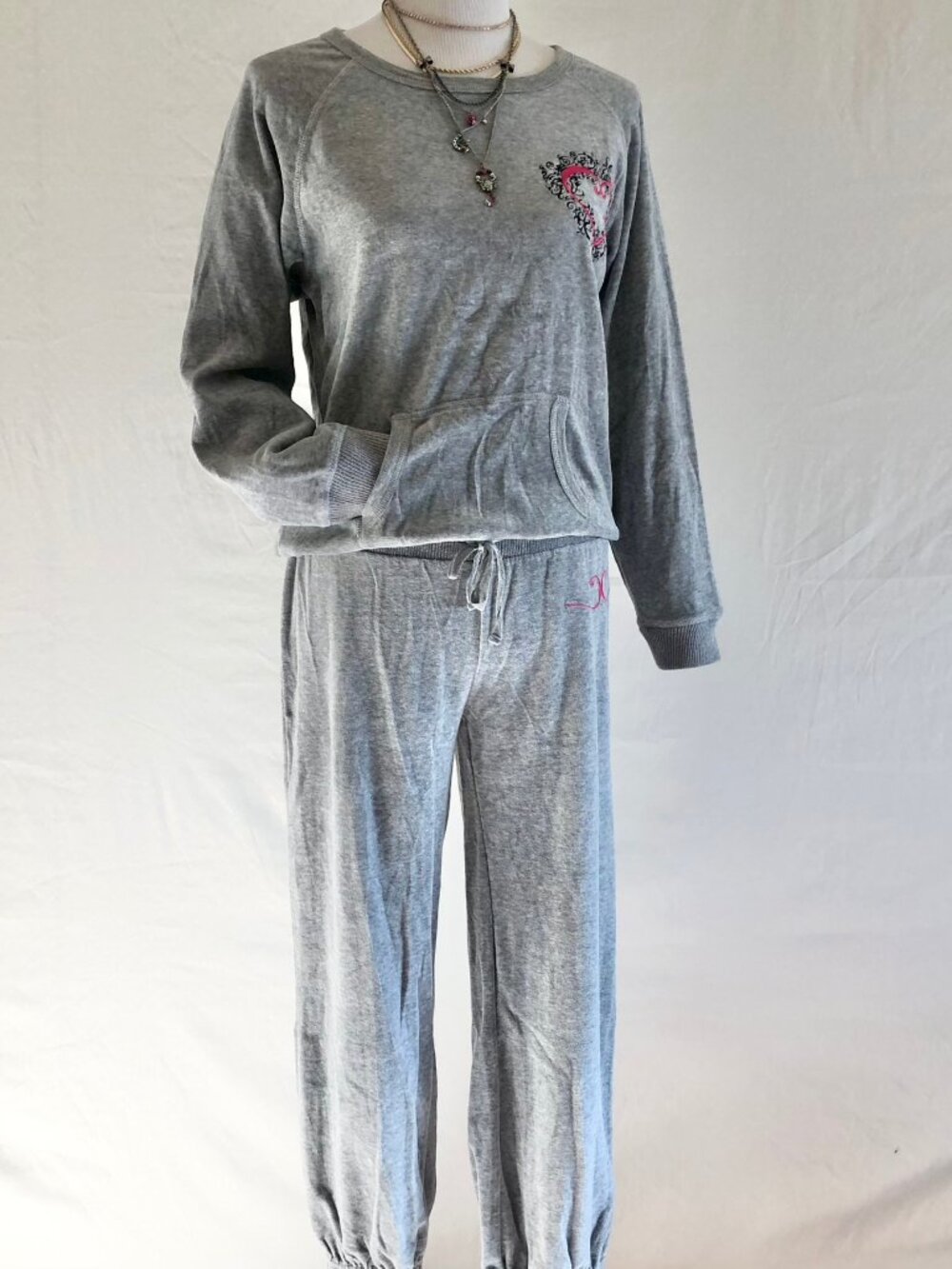 Vintage Candie’s Gray Velour Athleisure Set Juniors Size L